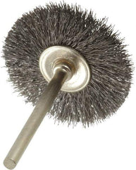 Osborn - 1-1/4" OD, 1/8" Shank Diam, Crimped Steel Wheel Brush - 0.005" Filament Diam, 25,000 RPM - USA Tool & Supply