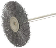 Osborn - 1-1/2" OD, 1/8" Shank Diam, Crimped Steel Wheel Brush - 0.005" Filament Diam, 25,000 RPM - USA Tool & Supply