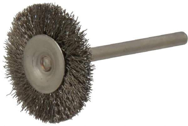 Osborn - 1" OD, 1/8" Shank Diam, Crimped Stainless Steel Wheel Brush - 0.005" Filament Diam, 25,000 RPM - USA Tool & Supply