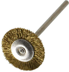 Osborn - 3/4" OD, 3/32" Shank Diam, Crimped Brass Wheel Brush - 0.005" Filament Diam, 25,000 RPM - USA Tool & Supply