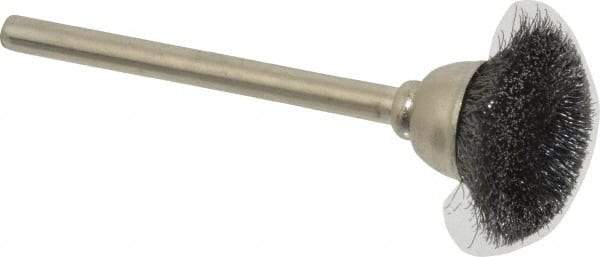 Osborn - 9/16" Diam, 1/8" Shank Straight Wire Steel Cup Brush - 0.003" Filament Diam, 25,000 Max RPM - USA Tool & Supply