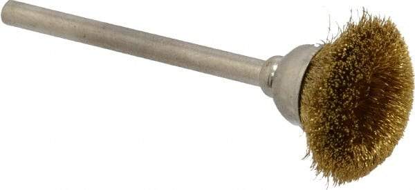 Osborn - 9/16" Diam, 1/8" Shank Straight Wire Brass Cup Brush - 0.003" Filament Diam, 25,000 Max RPM - USA Tool & Supply