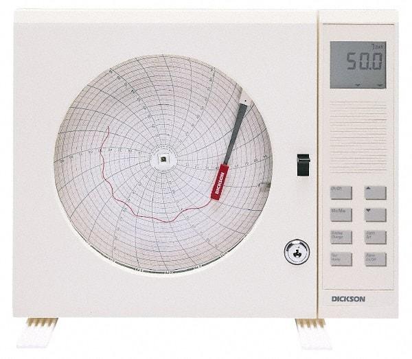 Dickson - 32 to 122°F, 7 Day Recording Time Chart - 8 Inch Diameter, Use with Esx Recorders - USA Tool & Supply