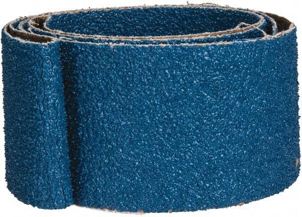 Made in USA - 2" Wide x 48" OAL, 36 Grit, Zirconia Alumina Abrasive Belt - Zirconia Alumina, Very Coarse, Coated, X Weighted Cloth Backing - USA Tool & Supply