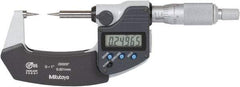 Mitutoyo - 1 Inch, 32mm Throat Depth, Ratchet Stop, Digital Point Micrometer - Accurate Up to 0.0001 Inch, 15° Point Angle - USA Tool & Supply