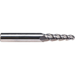 Emuge - 4° Taper Angle per Side, 4.2mm Small End Diam, 20mm LOC, Solid Carbide 3 Flute Tapered Ball End Mill - 63mm OAL, 8mm Shank Diam, Spiral Flute, 45° Helix - USA Tool & Supply