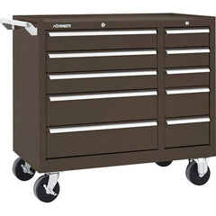 Kennedy - 10 Drawer 2,800 Lb Capacity Steel Tool Roller Cabinet - 39-3/8" Wide x 34" High x 18" Deep, Brown - USA Tool & Supply