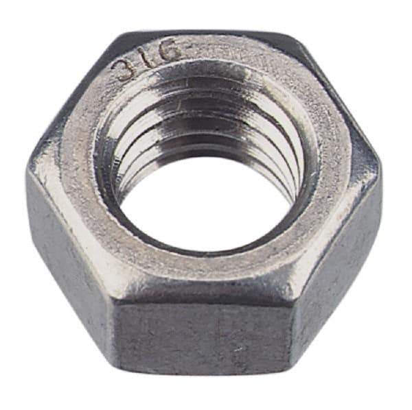 Value Collection - M10x1.50 Metric Fine Steel Right Hand Hex Nut - 17mm Across Flats, 8mm High, Zinc-Plated Finish - USA Tool & Supply