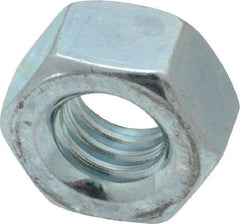 Value Collection - 5/16-18 UNC Steel Right Hand Hex Nut - 1/2" Across Flats, 17/64" High, Zinc Clear Finish - USA Tool & Supply