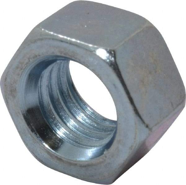 Value Collection - 3/8-16 UNC Steel Right Hand Hex Nut - 9/16" Across Flats, 21/64" High, Zinc Clear Finish - USA Tool & Supply