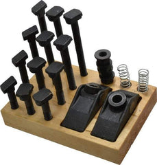 Value Collection - 21 Piece Adjustable Fixturing Clamp Set with 5/8" T-Slot, 1/2-13 Stud Thread - USA Tool & Supply