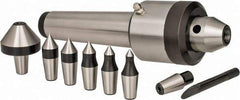 Interstate - 7 Point, 200 Lb Max Workpiece, 7-3/4" OAL, 1-29/32" Head Diam, Tool Steel, Live Center & Point Set - 4MT Taper, Interchangeable - USA Tool & Supply