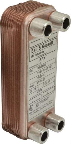 Bell & Gossett - Inch, Brazed Plate Heat Exchanger - Max psi, °F Max," Wide x" High x" Deep - USA Tool & Supply