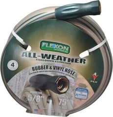 Made in USA - 75' Long All Weather Hose - 5/8" Diam, 3/4" GHT, Rubber/Vinyl, 300 psi, All Season, Green - USA Tool & Supply