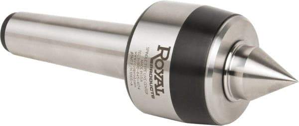 Royal Products - MT5 Taper Shank, 3.45" Head Diam 8,960 Lb Capacity Live Center - 3,500 Max RPM, 2.81" Head Length, 1-1/4" Point Diam, 1.84" Point Len, 3,260 Lb Max Workpc, 10-1/4" OAL, Standard Point - USA Tool & Supply