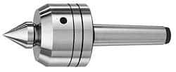 Royal Products - MT4 Taper Shank, 3-1/2" Head Diam 2,880 Lb Capacity Live Center - 3,500 Max RPM, 2.64" Head Length, 1-1/2" Point Diam, 1.79" Point Len, 1,070 Lb Max Workpc, 9" OAL, Changeable Standard Point - USA Tool & Supply