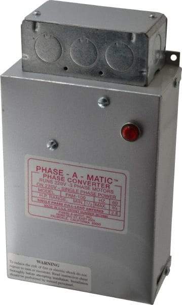 Made in USA - 1/3 to 3/4 hp Static Phase Converter - USA Tool & Supply