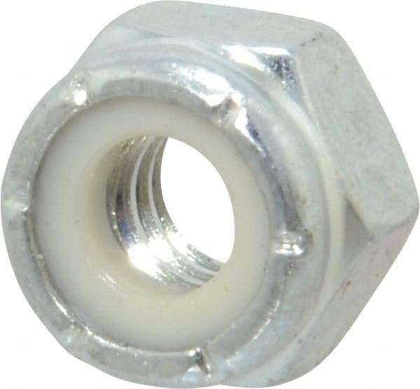 Value Collection - 1/4-20 UNC Grade 2 Hex Lock Nut with Nylon Insert - 7/16" Width Across Flats, 19/64" High, Zinc-Plated Finish - USA Tool & Supply