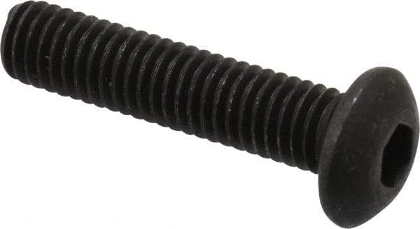 Value Collection - #10-32 UNF Hex Socket Drive, Button Screw - Alloy Steel, Black Oxide Finish, Fully Threaded, 7/8" Length Under Head - USA Tool & Supply