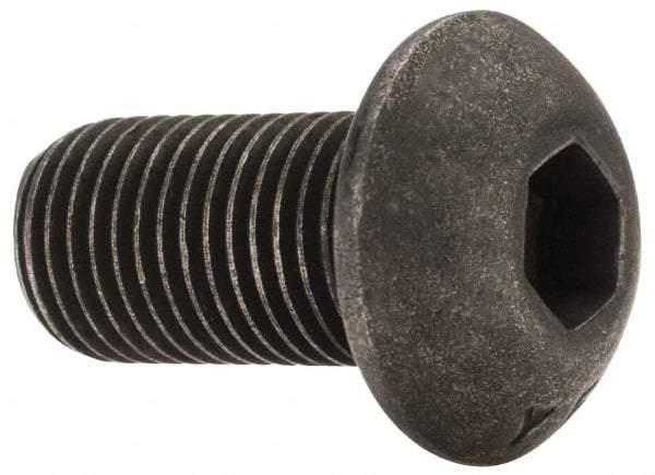 Value Collection - 3/8-24 UNF Hex Socket Drive, Button Screw - Alloy Steel, Black Oxide Finish, Fully Threaded, 3/4" Length Under Head - USA Tool & Supply