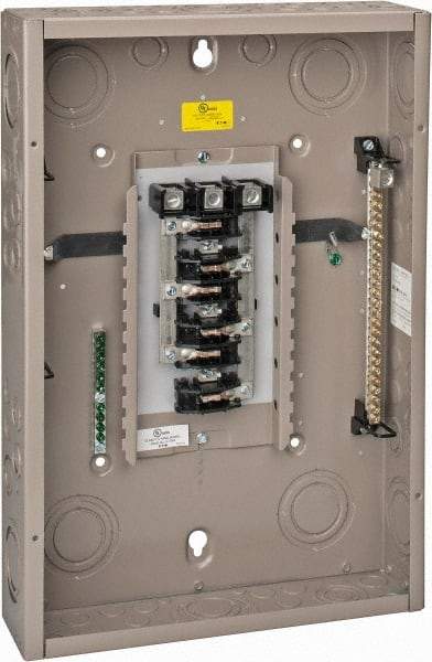 Eaton Cutler-Hammer - 18 Circuits, 208/120 VAC, 125 Amp Main, 6-2/0 AWG, Indoor Main Lug Load Center - 3 Phase, 1 NEMA Rating, 14.31 Inch Wide x 3.88 Inch Deep x 21 Inch High - USA Tool & Supply