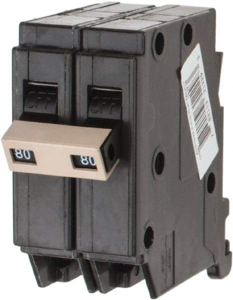 Eaton Cutler-Hammer - 80 Amp, 120/240 VAC, 2 Pole, Plug In Type CH Circuit Breaker - Thermal Magnetic Trip, 10 kA Breaking Capacity, 14-10 AWG - USA Tool & Supply