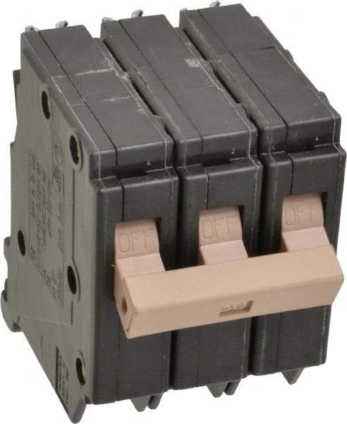 Eaton Cutler-Hammer - 30 Amp, 120/240 VAC, 3 Pole, Plug In Type CH Circuit Breaker - Thermal Magnetic Trip, 10 kA Breaking Capacity, 14-6 AWG - USA Tool & Supply