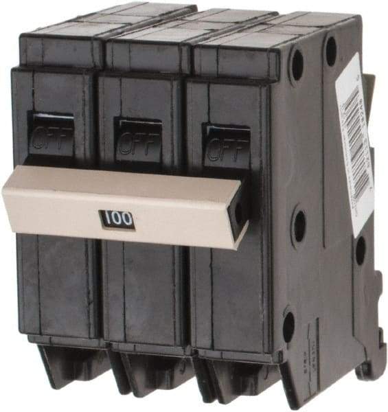 Eaton Cutler-Hammer - 100 Amp, 120/240 VAC, 3 Pole, Plug In Type CH Circuit Breaker - Thermal Magnetic Trip, 10 kA Breaking Capacity, 14-6 AWG - USA Tool & Supply
