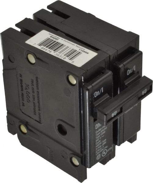 Eaton Cutler-Hammer - 60 Amp, 120/240 VAC, 2 Pole, Plug In Type BR Circuit Breaker - Thermal Magnetic Trip, 10 kA Breaking Capacity, 8-1/0 AWG - USA Tool & Supply