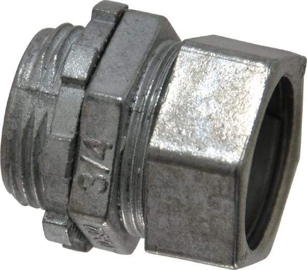 Thomas & Betts - 3/4" Trade, Die Cast Zinc Compression Straight EMT Conduit Connector - Noninsulated - USA Tool & Supply