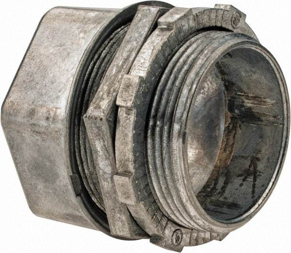 Thomas & Betts - 1-1/2" Trade, Die Cast Zinc Compression Straight EMT Conduit Connector - Noninsulated - USA Tool & Supply