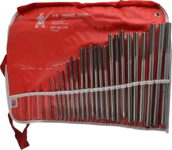 Made in USA - 1mm to 13mm, Chucking Reamer Set - Straight Flute, Right Hand Cut, 25 Pieces - USA Tool & Supply