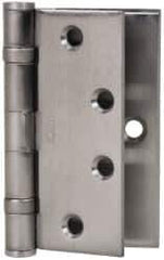 Stanley - 4-1/2" Long Steel Commercial Hinge - Satin Chrome Finish, 5 Knuckles, 8 Holes - USA Tool & Supply