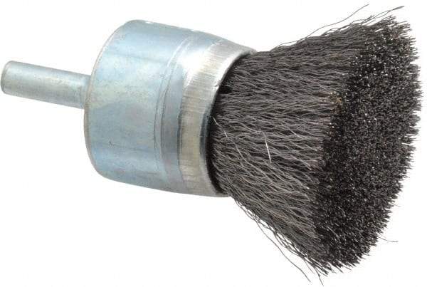 Osborn - 1" Brush Diam, Crimped, End Brush - 1/4" Diam Shank, 20,000 Max RPM - USA Tool & Supply