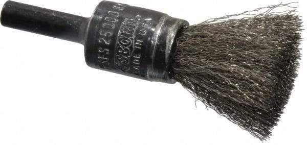 Osborn - 1/2" Brush Diam, Crimped, End Brush - 1/4" Diam Shank, 25,000 Max RPM - USA Tool & Supply