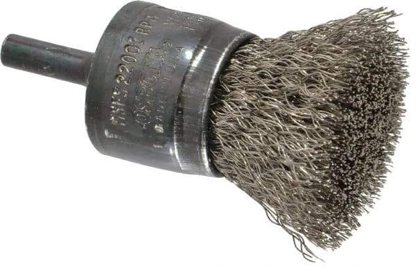 Osborn - 1" Brush Diam, Crimped, End Brush - 1/4" Diam Shank, 20,000 Max RPM - USA Tool & Supply