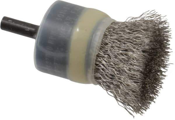 Osborn - 1" Brush Diam, Crimped, End Brush - 1/4" Diam Shank, 20,000 Max RPM - USA Tool & Supply