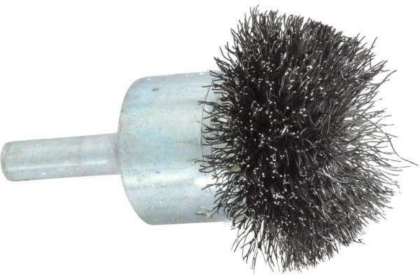 Osborn - 1-1/2" Brush Diam, Crimped, End Brush - 1/4" Diam Shank, 15,000 Max RPM - USA Tool & Supply