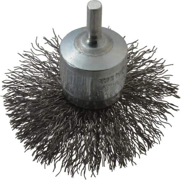 Osborn - 3" Brush Diam, Crimped, End Brush - 1/4" Diam Shank, 15,000 Max RPM - USA Tool & Supply