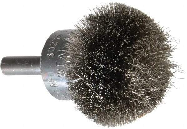 Osborn - 1-1/2" Brush Diam, Crimped, End Brush - 1/4" Diam Shank, 15,000 Max RPM - USA Tool & Supply