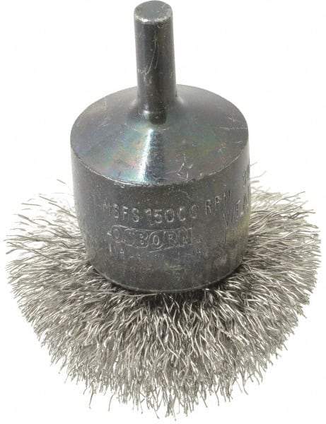 Osborn - 2" Brush Diam, Crimped, End Brush - 1/4" Diam Shank, 15,000 Max RPM - USA Tool & Supply