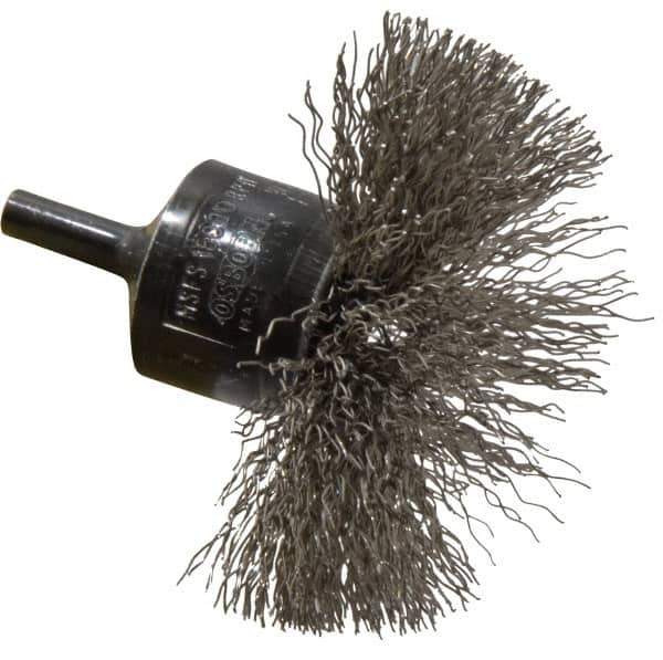 Osborn - 3" Brush Diam, Crimped, End Brush - 1/4" Diam Shank, 15,000 Max RPM - USA Tool & Supply