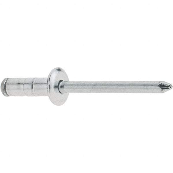 RivetKing - Size 52-54 Large Flange Head Aluminum Multi Grip Blind Rivet - Steel Mandrel, 0.047" to 0.276" Grip, 1/2" Head Diam, 0.16" to 0.164" Hole Diam, 0.512" Length Under Head, 5/32" Body Diam - USA Tool & Supply