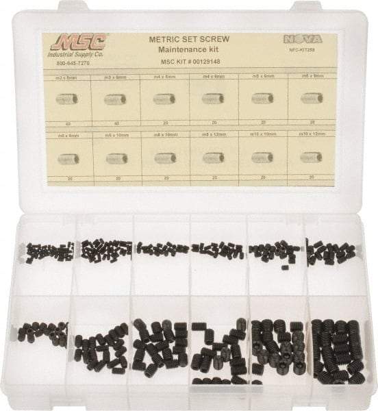 Value Collection - 280 Piece, M3 to M10, Alloy Steel Set Screw Assortment - Socket Cap Head, Hex Socket Drive, 5 to 12mm Long - USA Tool & Supply