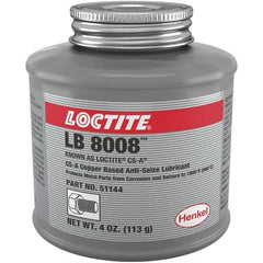 Loctite - 4 oz Can High Temperature Anti-Seize Lubricant - Copper/Graphite, -29 to 1,800°F, Copper Colored, Water Resistant - USA Tool & Supply