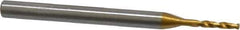 OSG - 1.30048mm 140° Spiral Flute Vanadium High Speed Steel Screw Machine Drill Bit - TiN Finish, Right Hand Cut, 8mm Flute Length, 40mm OAL, Faceted Point, Straight Shank - USA Tool & Supply