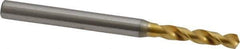 OSG - 3.0988mm 130° Spiral Flute Vanadium High Speed Steel Screw Machine Drill Bit - TiN Finish, Right Hand Cut, 18mm Flute Length, 50mm OAL, Faceted Point, Straight Shank - USA Tool & Supply