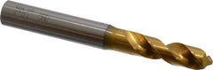 OSG - 10.50036mm 120° Spiral Flute Vanadium High Speed Steel Screw Machine Drill Bit - TiN Finish, Right Hand Cut, 43mm Flute Length, 100mm OAL, Faceted Point, Straight Shank - USA Tool & Supply