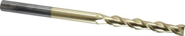 ProMax - 3/8", 2-1/2" LOC, 3/8" Shank Diam, 6" OAL, 2 Flute, Solid Carbide Square End Mill - Single End, ZrN Finish, Spiral Flute, 40° Helix, Centercutting, Right Hand Cut, Right Hand Flute, Series 108 - USA Tool & Supply