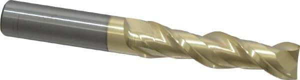 ProMax - 1/2", 2" LOC, 1/2" Shank Diam, 4" OAL, 2 Flute, Solid Carbide Square End Mill - Single End, ZrN Finish, Spiral Flute, 40° Helix, Centercutting, Right Hand Cut, Right Hand Flute, Series 108 - USA Tool & Supply